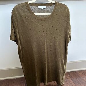 IRO 'Clay' Punctured Linen Tee (Khaki)